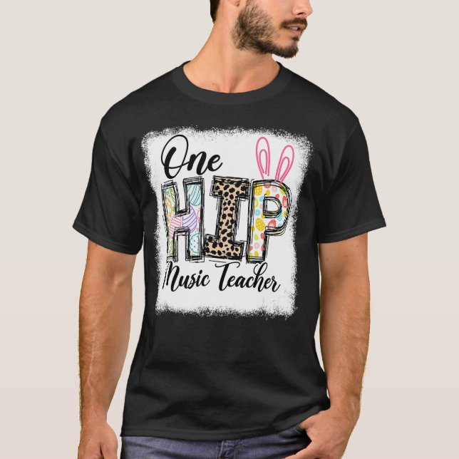 En Hip Music Teacher Leopard Teacher Påsk Day T Shirt (Framsida)