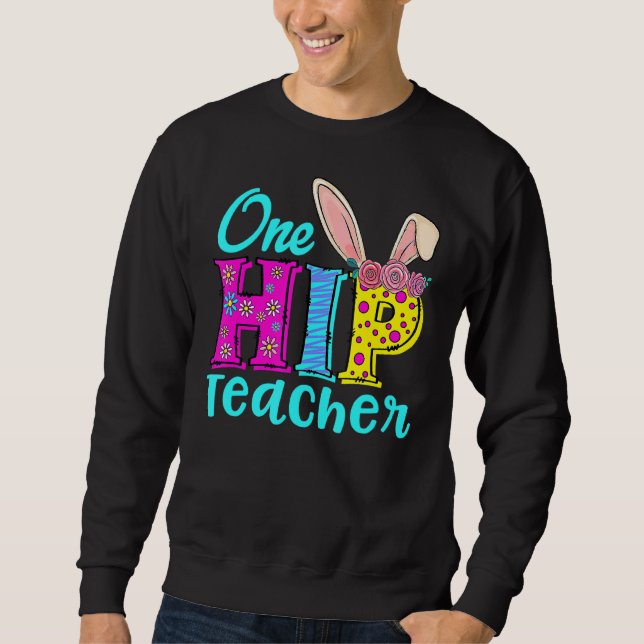 En Hip Teacher Glad påsk Bunny 5 Lång Ärmad Tröja (Framsida)