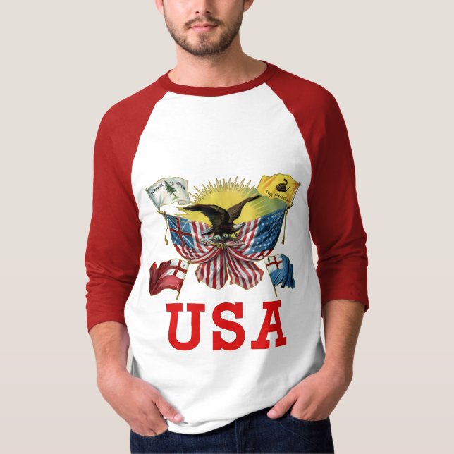En historia av amerikanska flaggan på en Tshirt T-shirt (Framsida)