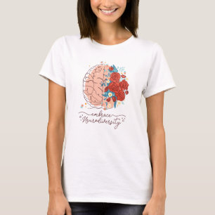 En hjärna och blommor omfattar neurologisk mångfal t shirt