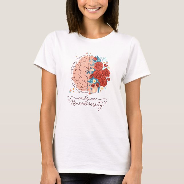 En hjärna och blommor omfattar neurologisk mångfal t shirt (Framsida)