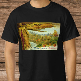En hjärtlig tacksägelse; indiansk majs och höstack tee shirt