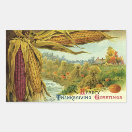 En hjärtlig Thanksgiving; Indisk majs och höstacka Rektangulärt Klistermärke