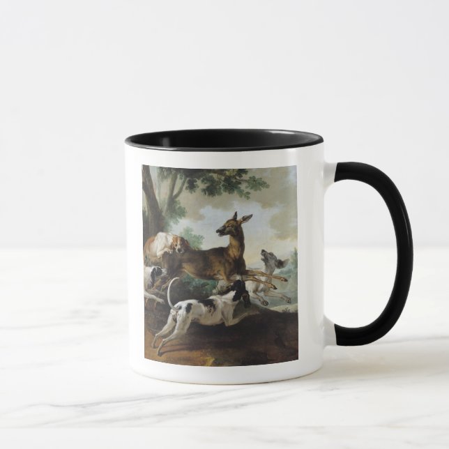 En hjort som jagas av hundar, 1725 mugg (Höger)