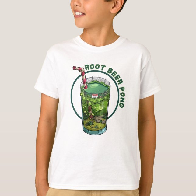 En hög glass med rotsbryggsdamm t shirt (Framsida)