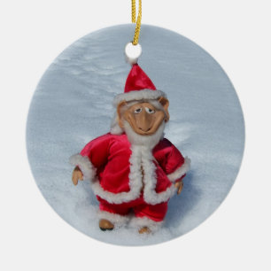 En Höger Jolly Old Elf Julgransprydnad Keramik