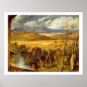 En högland landskap, c.1825-35 (olja ombord) poster