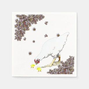 En höna och chickar pappersservett