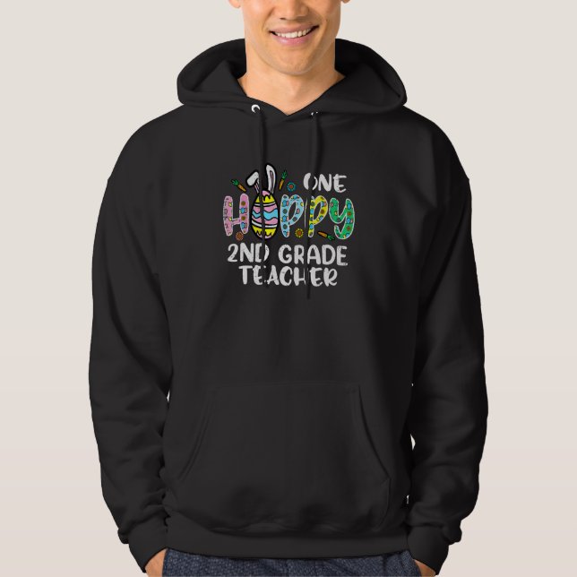 En Hoppy 2:e Klass-lärardagen Cute Glad påsk Hoodie (Framsida)
