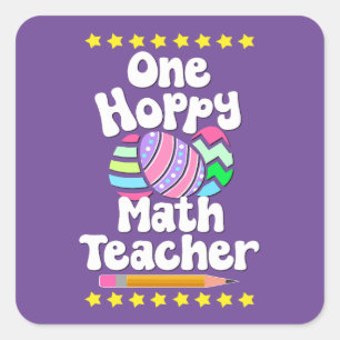 En Hoppy Math Teacher Tutor Eggcellent Påsk Roligt Fyrkantigt Klistermärke