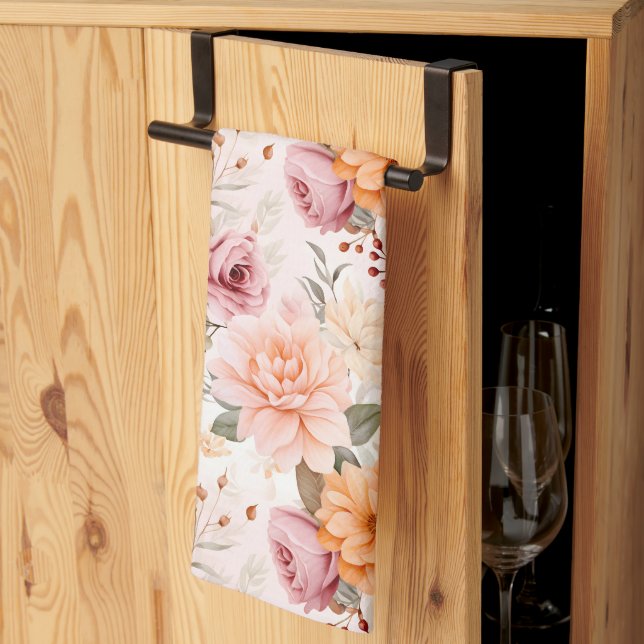 En höstblommig serie design 2 kökshandduk (Thirds Fold)