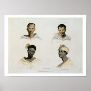 En Hottentot, en Hottentot kvinna, en Kaffre, en Poster