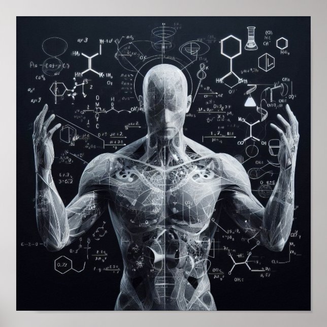 En human oid som läggs ovanpå en data från lakan poster (Framsidan)