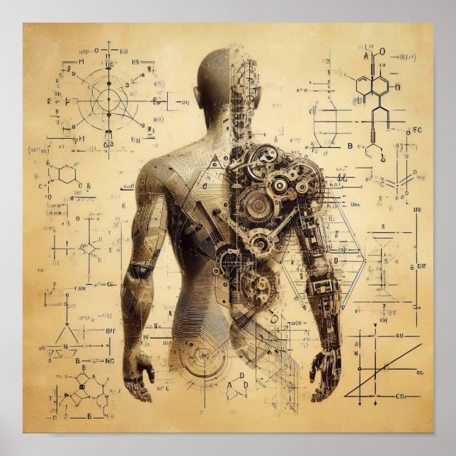 En human oid som läggs ovanpå en data från lakan poster (Framsidan)