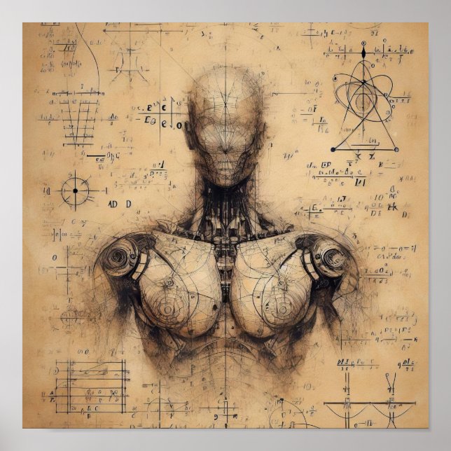 En human oid som läggs ovanpå en data från lakan poster (Framsidan)