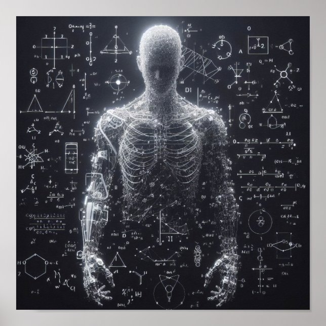 En human oid som läggs ovanpå en data från lakan poster (Framsidan)