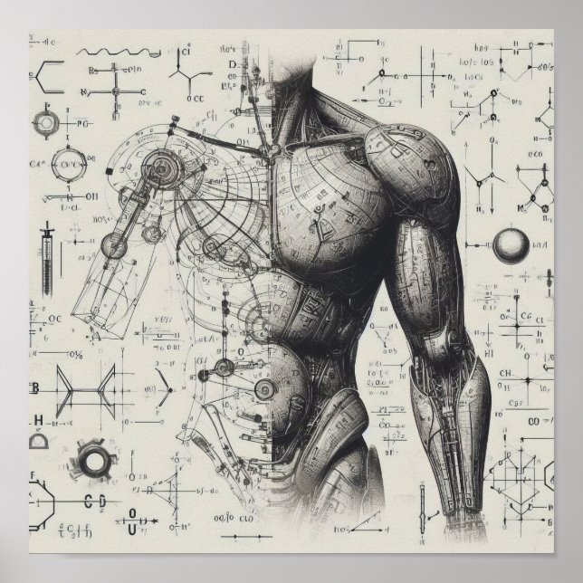 En human oid som läggs ovanpå en data från lakan poster (Framsidan)