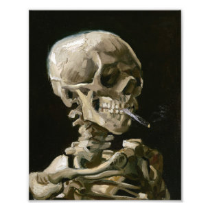 En human Skeleton Rökning av en cigarett Fototryck
