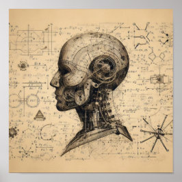 En humanoid överlagrad på ett dataark poster