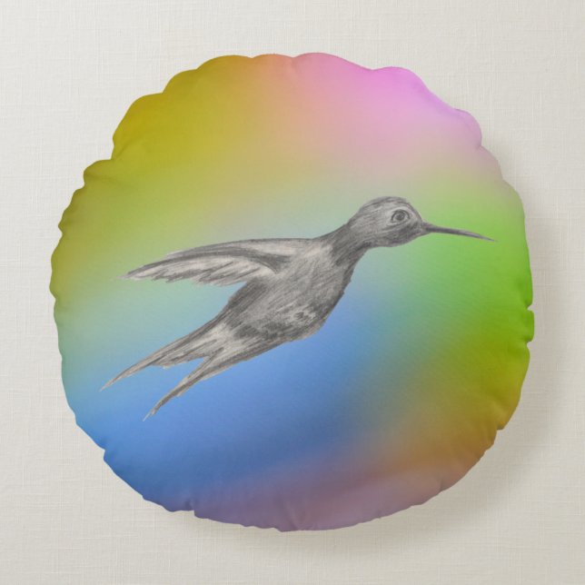 En Hummingbird passion Rund Kudde (Framsidan)
