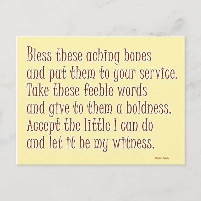 En humoristisk bön vykort (Framsida)