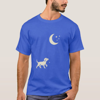 en hund en måne och stjärnor t shirt