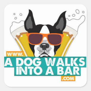 En Hund går in i en Pub-ruta. Fyrkantigt Klistermärke