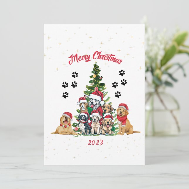 En Hund-jul Firande. Julkort (Stående Fram)