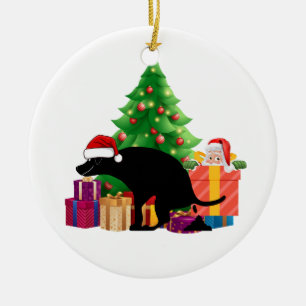 En Hund julklapp Julgransprydnad Keramik