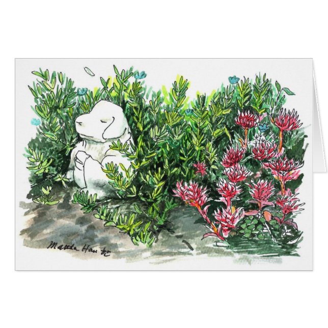 En hund och blommor hälsningskort (Framsidan Horizontal)