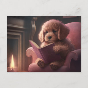 En hund som läser vykort