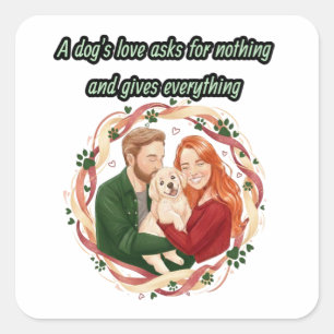 En hunds kärlek kräver ingenting och ger allt fyrkantigt klistermärke