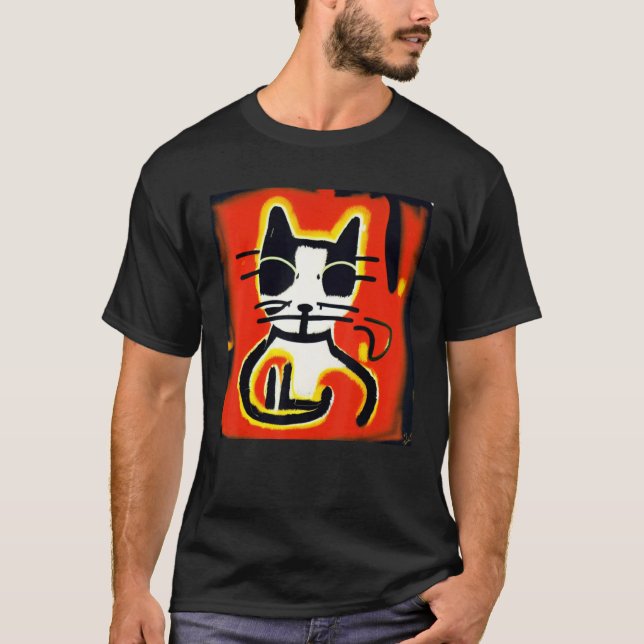 En huskatt i konstnärlig stil rolig t shirt (Framsida)