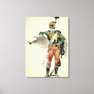 En Hussar av den 9th regimenten Canvastryck