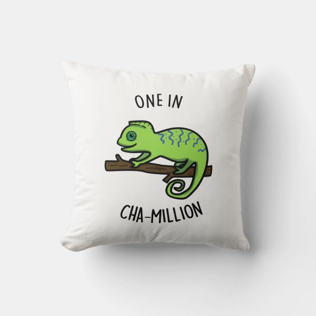 En i Cha-Million Funny Chameleon Pun Kudde (Framsida)