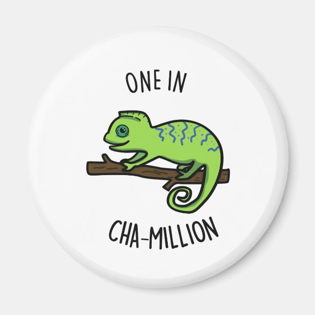 En i Cha-Million Funny Chameleon Pun Magnet (Framsidan)
