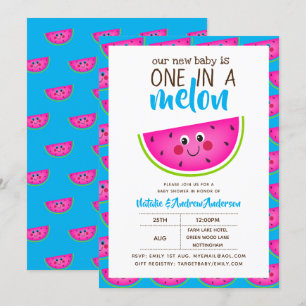 En i en liten babydusch, blå Rosa Modern Cute Inbjudningar