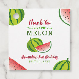 En i en Melon 1-års födelsedags tack Gåvor Etiketter