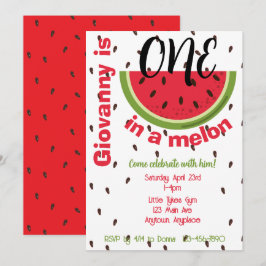 En i en melon 1-års födelsedagsfest inbjudningar