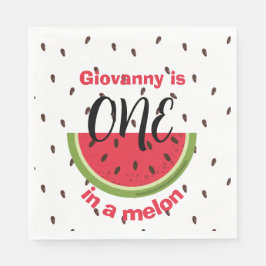 En i en melon 1-års födelsedagsfest pappersservett