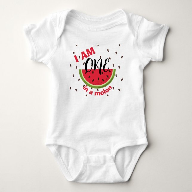 En i en melon 1-års födelsedagsfest t shirt (Framsida)