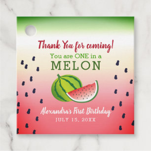En i en Melon 1-årsfest Gåvor Etiketter