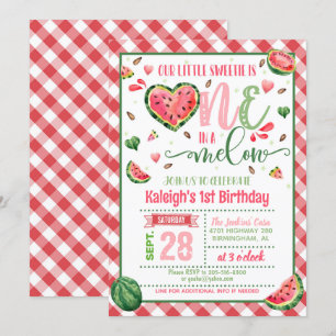 En i en Melon Birthday-inbjudan - Gingham Inbjudningar
