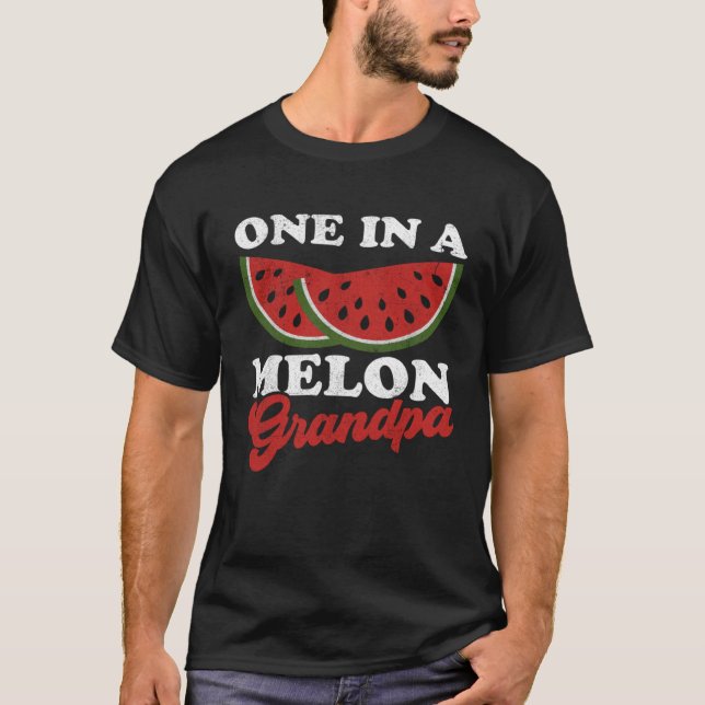 En i en melon farfar  Vattenmelon  Sommar Retro T Shirt (Framsida)