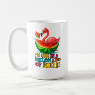 En i en melon flamingo - Rolig tropisk fågel Kaffemugg