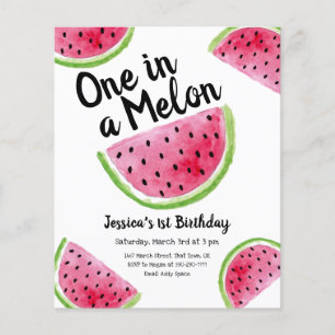 En i en Melon Födelsedagsfest-budgetinbjudan