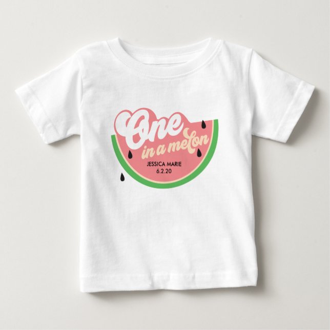 En i en Melon Första Birthday T-shirt (Framsida)