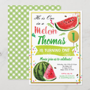 En i en melon första födelsedagsinbjudan inbjudningar