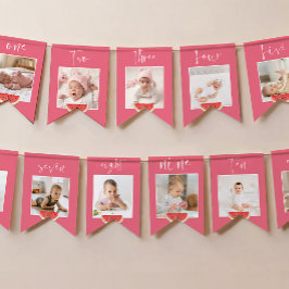 En i en Melon Foto Banner Första Födelsedagsbanner Vimplar