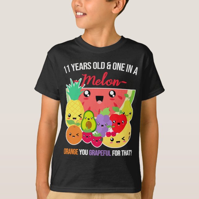 En i en Melon Funny Fruit som säger elfte födelsed T Shirt (Framsida)